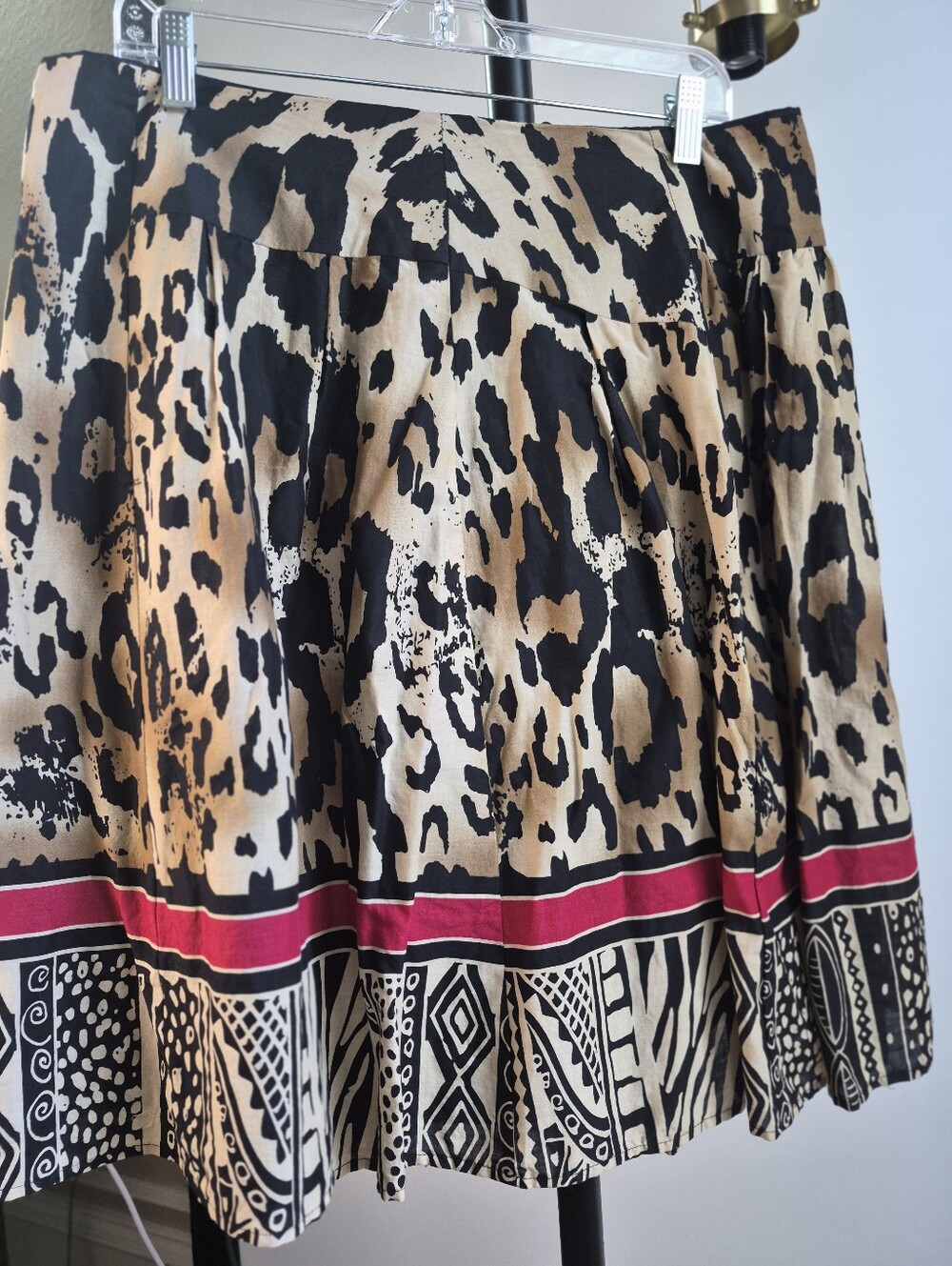 Sammy Taylor Petite Size 16 Leopard Tribal Print Cotton Skirt